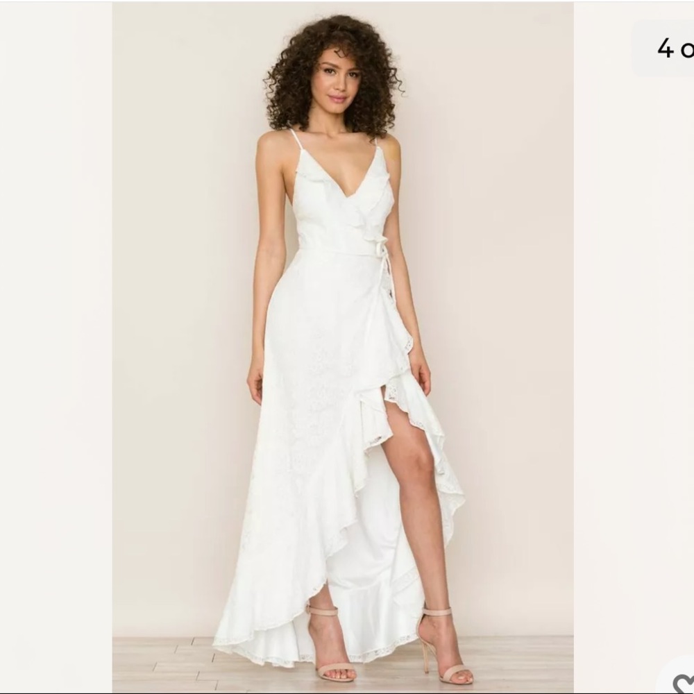NWT Yumi Kim White Meadow Maxi Lace Wrap Wedding Dress Size S